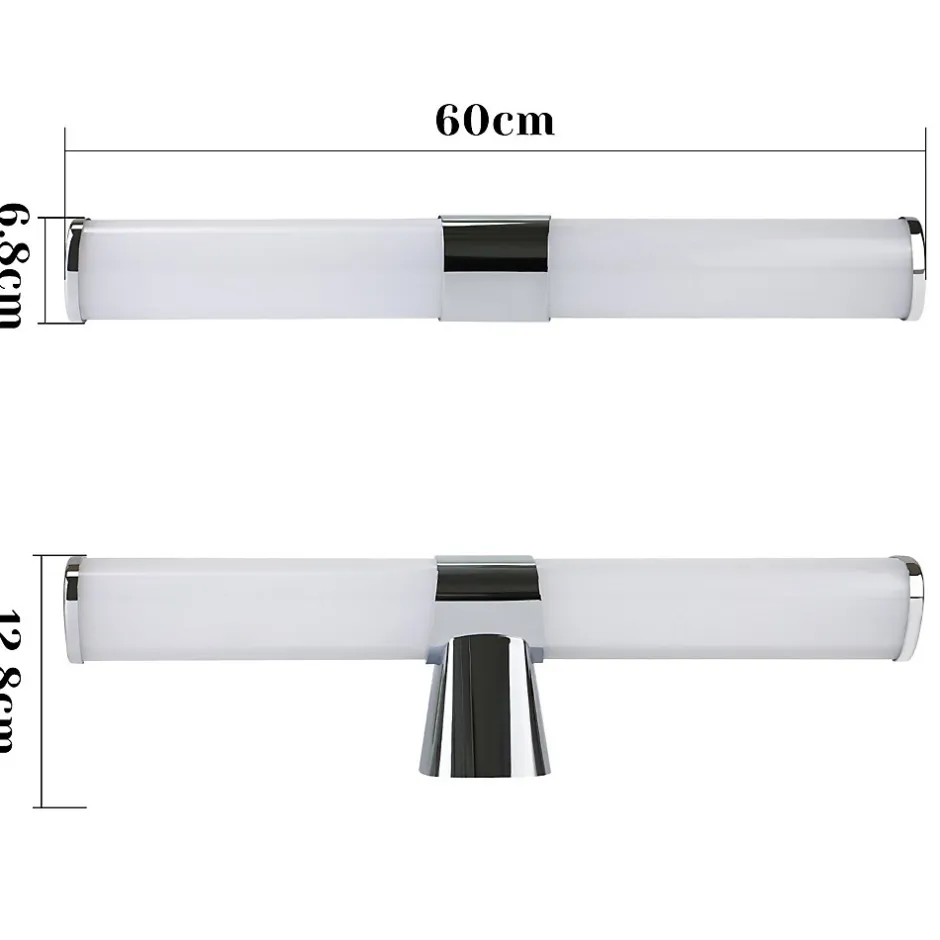 Nettlife Applique miroir LED 15W 60CM Chrome Etanche IP44 Blanc neutre 4000K Moderne