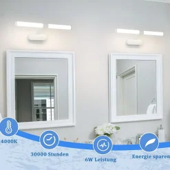 Nettlife Lampe de miroir LED 40CM 6W Etanche IP44 Moderne Blanc Neutre 4000K Blanc