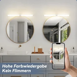 Nettlife Lampe de miroir de salle de bain LED 8W 60CM Lampe de salle de bain murale blanche à pince étanche IP44 4000K