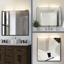 Nettlife Lampe de miroir de salle de bain LED 8W 60CM Lampe de salle de bain murale blanche à pince étanche IP44 4000K