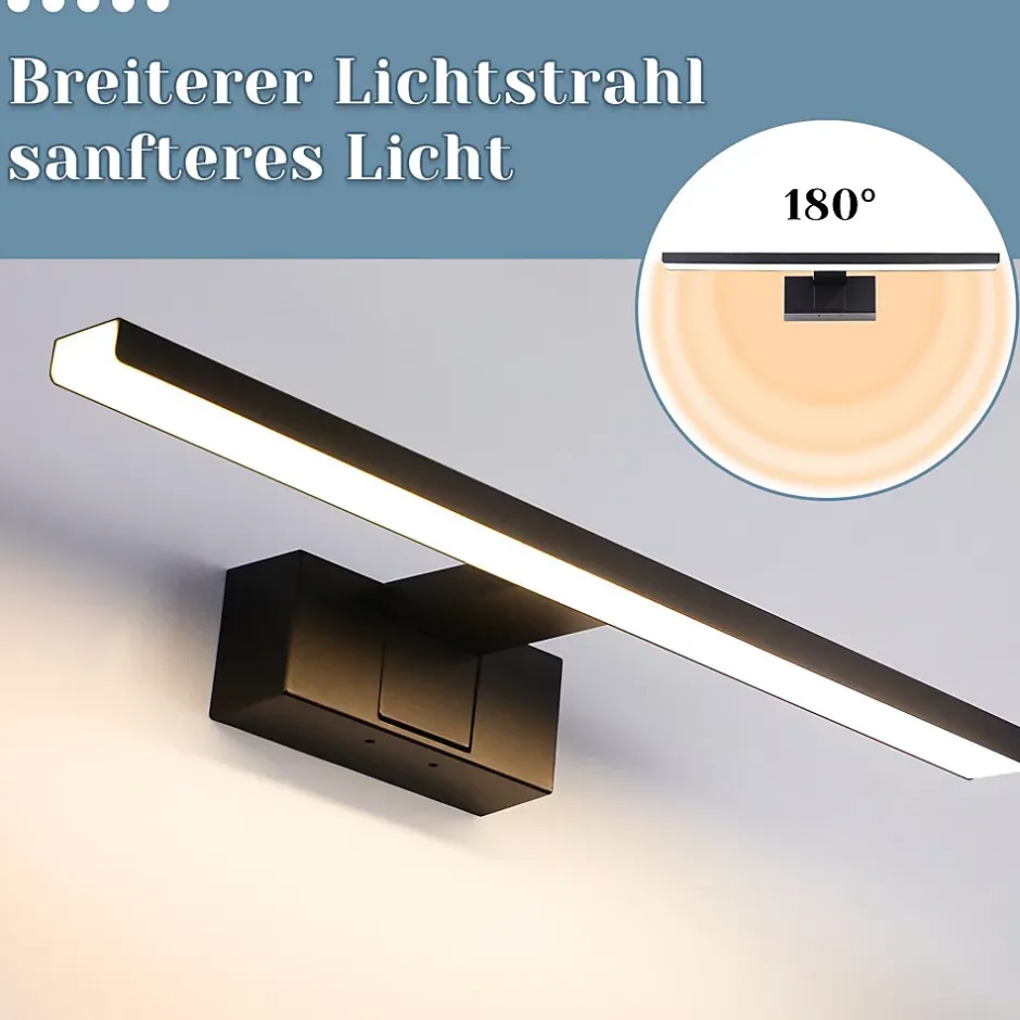 Nettlife Lampe Miroir LED IP44 6W 30cm Blanc Neutre 4000K Salle de Bain Noire* Miroir Grossissant Lumineux