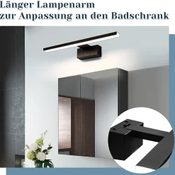 Nettlife Lampe Miroir LED IP44 6W 30cm Blanc Neutre 4000K Salle de Bain Noire* Miroir Grossissant Lumineux