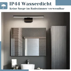 Nettlife Lampe Miroir LED IP44 8W 40cm Blanc Neutre 4000K Salle de Bain Noire* Miroir Grossissant Lumineux