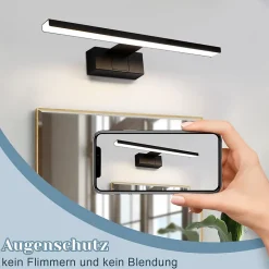 Nettlife Lampe Miroir LED IP44 8W 40cm Blanc Neutre 4000K Salle de Bain Noire* Miroir Grossissant Lumineux