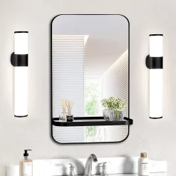 Nettlife Lot 2 Lampes Miroir LED 6W 30CM IP44 Blanc Neutre 4000K Salle de Bain Noire* Miroir Grossissant Lumineux