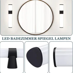 Nettlife Lot 2 Lampes Miroir LED 6W 30CM IP44 Blanc Neutre 4000K Salle de Bain Noire* Miroir Grossissant Lumineux