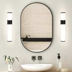 Nettlife Lot 2 Lampes Miroir LED 6W 30CM IP44 Blanc Neutre 4000K Salle de Bain Noire* Miroir Grossissant Lumineux