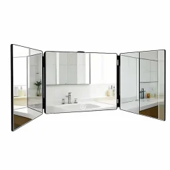 Nettlife Miroir de maquillage à hauteur réglable et design en trois parties Miroir plat et indéformable* Miroir Simple