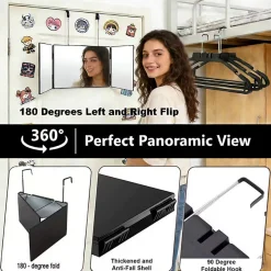 Nettlife Miroir de maquillage à hauteur réglable et design en trois parties Miroir plat et indéformable* Miroir Simple