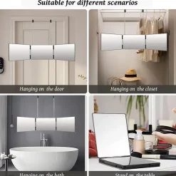 Nettlife Miroir de maquillage à hauteur réglable et design en trois parties Miroir plat et indéformable* Miroir Simple