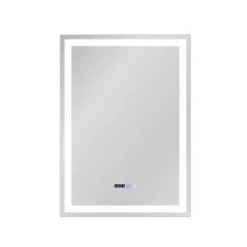 Nettlife Miroir lumineux salle de bain - 50x70 cm LED, mural, IP44, interrupteur tactile, horloge, antibuée, réglable