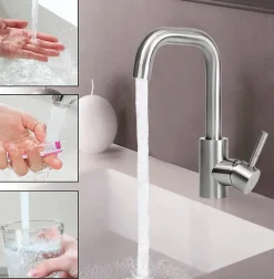 Nettlife robinet de cuisine robinet de lavabo de salle de bains robinet de salle de bains en acier inoxydable haute pression
