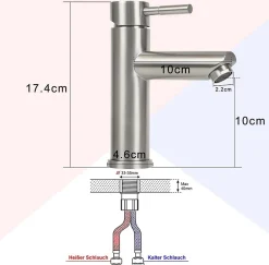 Nettlife robinet d'évier robinet chaud/froid robinet haute pression en acier inoxydable