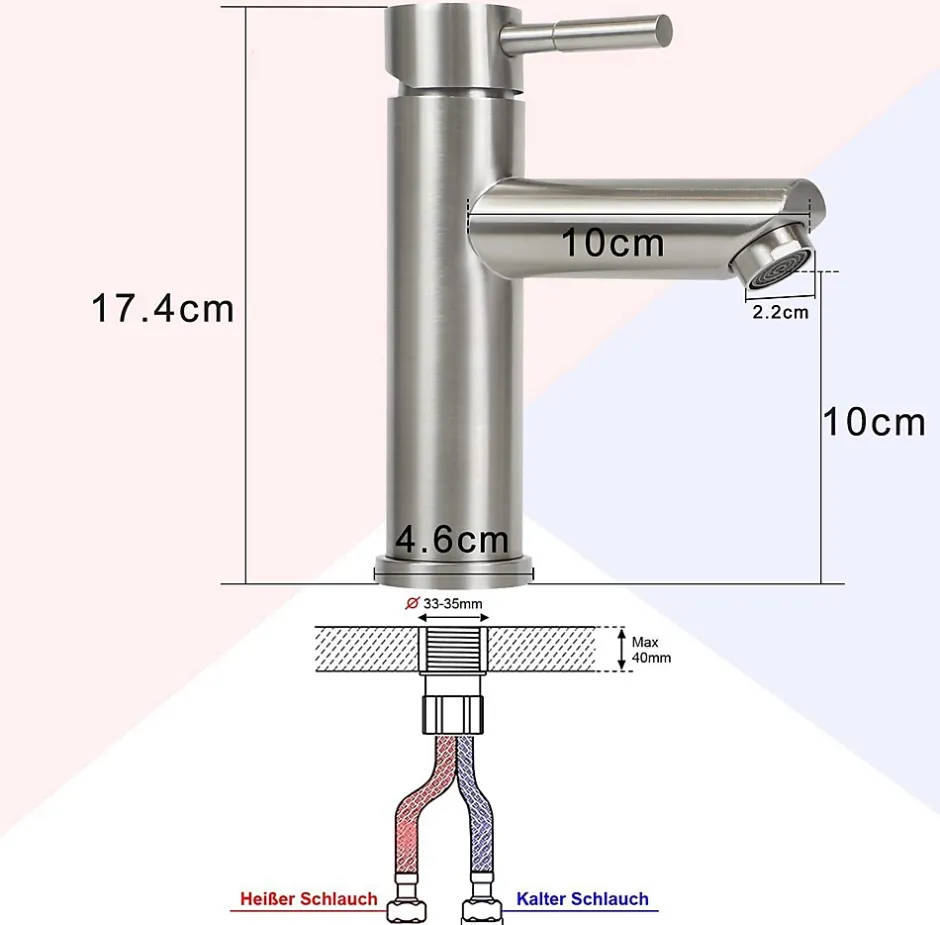 Nettlife robinet d'évier robinet chaud/froid robinet haute pression en acier inoxydable