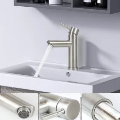 Nettlife robinet d'évier robinet chaud/froid robinet haute pression en acier inoxydable