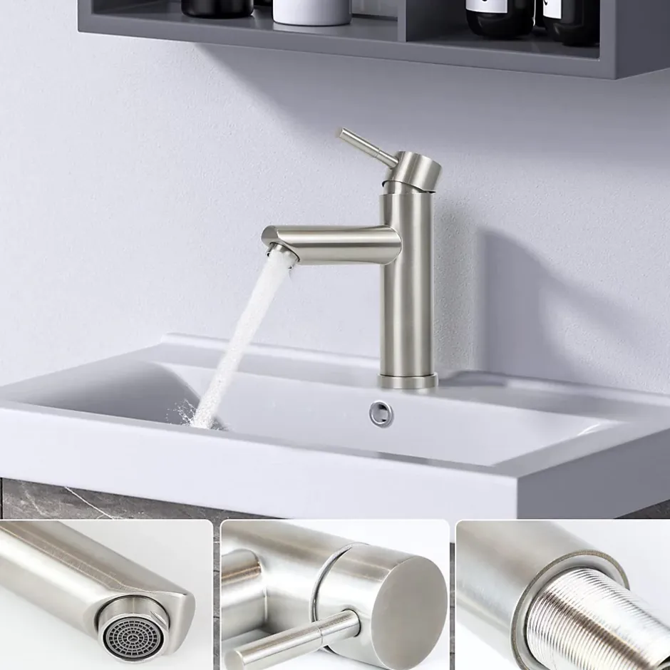 Nettlife robinet d'évier robinet chaud/froid robinet haute pression en acier inoxydable