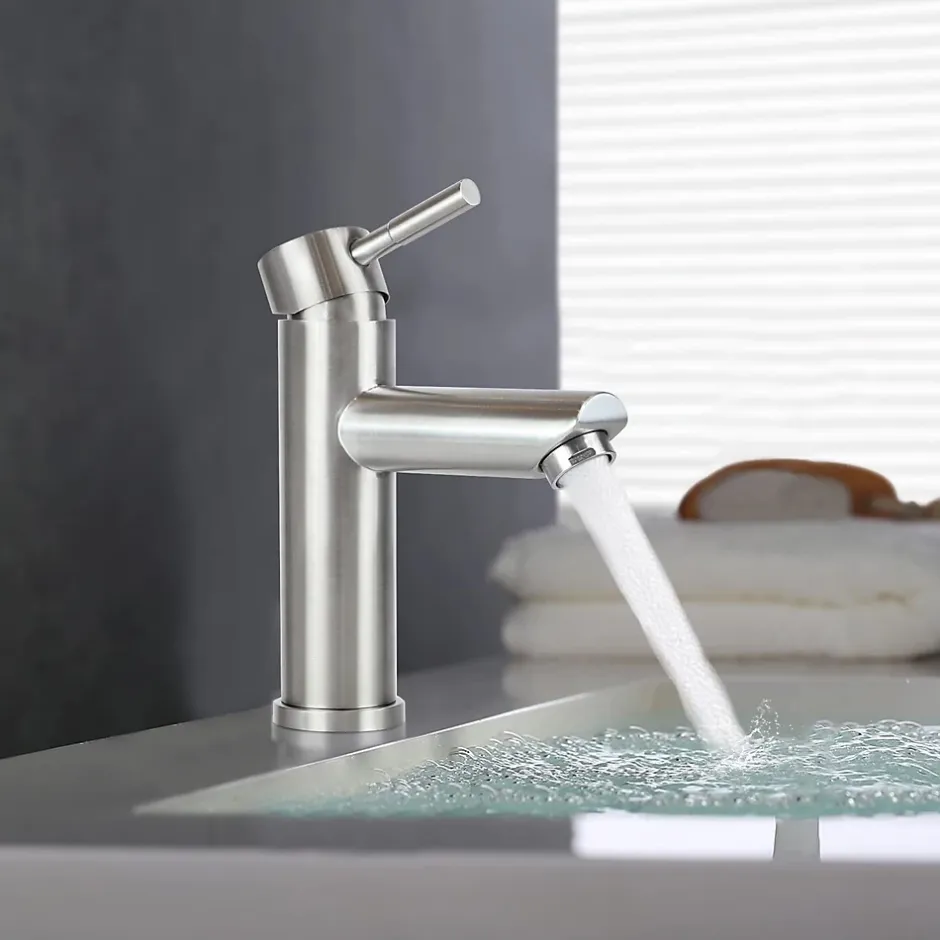 Nettlife robinet d'évier robinet chaud/froid robinet haute pression en acier inoxydable