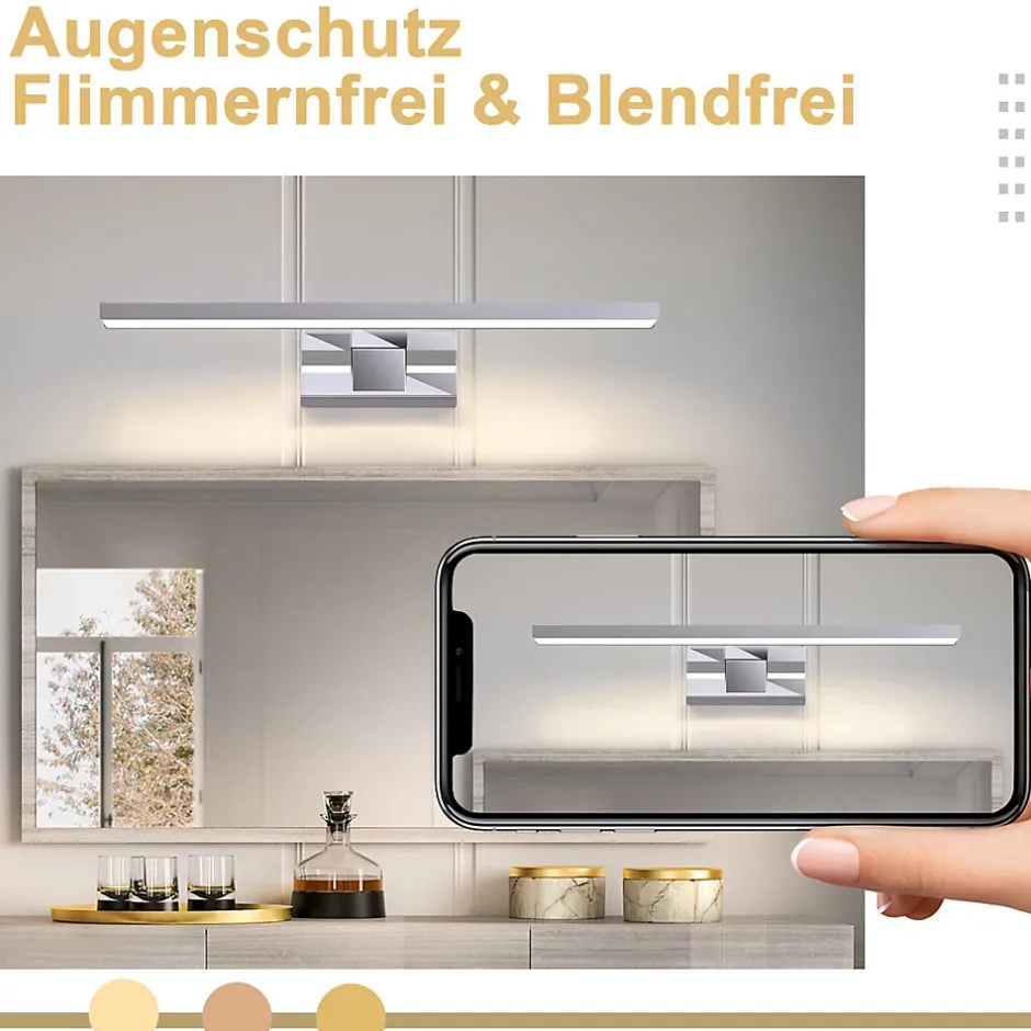 Nettlife Spiegelleuchte Led 8W et Blanc Neutre et 4000K Moderne Chromé 40cm