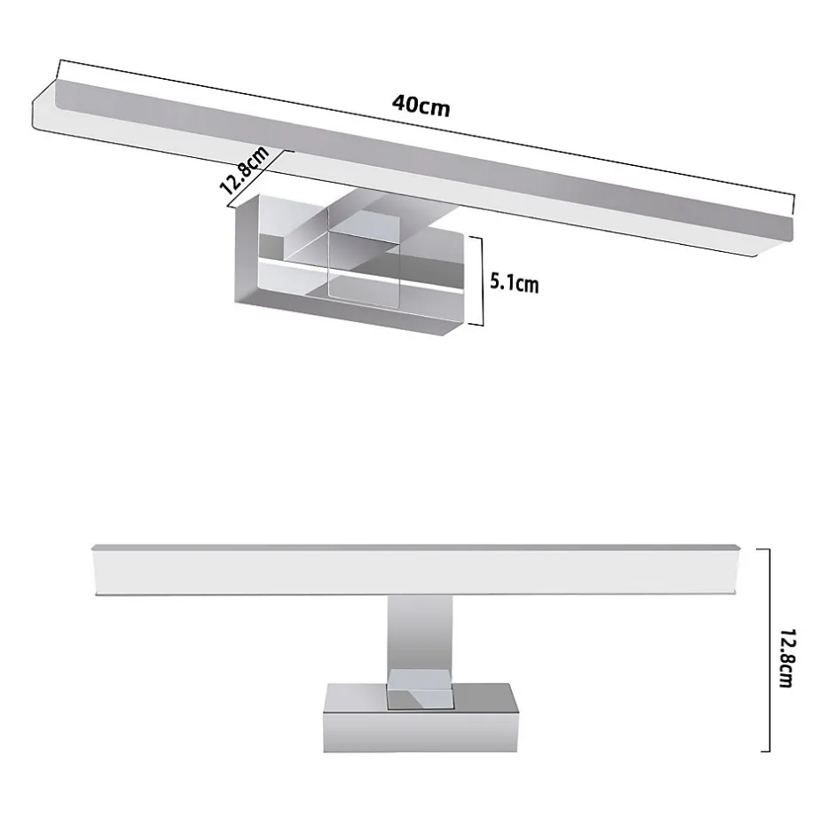 Nettlife Spiegelleuchte Led 8W et Blanc Neutre et 4000K Moderne Chromé 40cm
