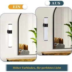 Nettlife 6W 30CM LED Salle de Bain IP44 Blanc Neutre 4000K Lampe Miroir Noir Moderne* Miroir Grossissant Lumineux