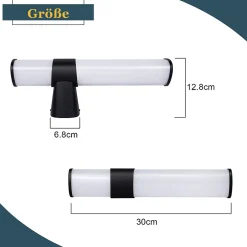 Nettlife 6W 30CM LED Salle de Bain IP44 Blanc Neutre 4000K Lampe Miroir Noir Moderne* Miroir Grossissant Lumineux
