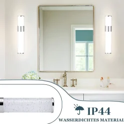 Nettlife 6W 30CM LED Salle de Bain IP44 Blanc Neutre 4000K Lampe Miroir Chrome Moderne