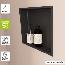 Italbox Niche de Douche Blanc Satiné - 30x30 cm - Rangement Mural Salle de Bain - NOOK* Niche De Salle De Bains