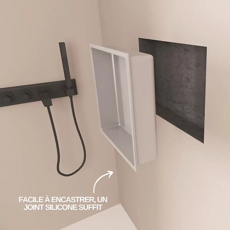 Italbox Niche de Douche Gris Satiné - 30x30 cm - Rangement Mural Salle de Bain - NOOK