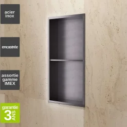 Ledimex Niche de Douche Mural 33 x 63 cm - Rangement Salle de Bain en finition Noir Métal - ARTIC