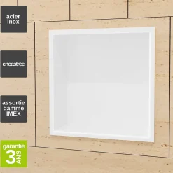 Ledimex Niche de Douche Mural 33 x 33 cm - Rangement Salle de Bain en finition Blanc Satiné - ATLANTIC* Niche De Salle De Bains