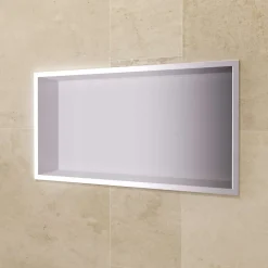 Ledimex Niche de Douche Mural 63 x 33 cm - Rangement Salle de Bain en finition Niquel Brossé - PACIFIC