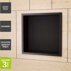 Ledimex Niche de Douche Mural 33 x 33 cm - Rangement Salle de Bain en finition Noir Mat - ATLANTIC* Niche De Salle De Bains