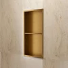 Ledimex Niche de Douche Mural 33 x 63 cm - Rangement Salle de Bain en finition Or Brossé - ARTIC