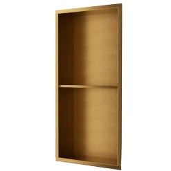 Ledimex Niche de Douche Mural 33 x 63 cm - Rangement Salle de Bain en finition Or Brossé - ARTIC