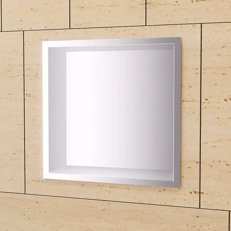 Ledimex Niche de Douche Mural 33 x 33 cm - Rangement Salle de Bain en finition Niquel Brossé - ATLANTIC