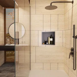 Ledimex Niche de Douche Mural 33 x 33 cm - Rangement Salle de Bain en finition Niquel Brossé - ATLANTIC