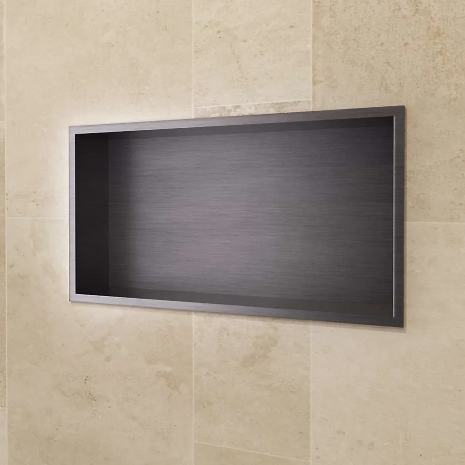 Ledimex Niche de Douche Mural 63 x 33 cm - Rangement Salle de Bain en finition Noir Métal - PACIFIC* Niche De Salle De Bains