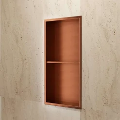 Ledimex Niche de Douche Mural 33 x 63 cm - Rangement Salle de Bain en finition Cuivré - ARTIC