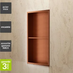 Ledimex Niche de Douche Mural 33 x 63 cm - Rangement Salle de Bain en finition Cuivré - ARTIC