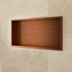Ledimex Niche de Douche Mural 63 x 33 cm - Rangement Salle de Bain en finition Cuivré - PACIFIC