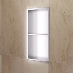 Ledimex Niche de Douche Mural 33 x 63 cm - Rangement Salle de Bain en finition Niquel Brossé - ARTIC* Niche De Salle De Bains