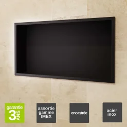 Ledimex Niche de Douche Mural 63 x 33 cm - Rangement Salle de Bain en finition Noir Mat - PACIFIC