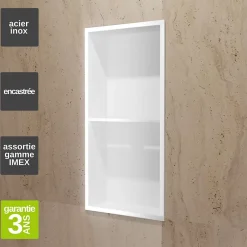 Ledimex Niche de Douche Mural 33 x 63 cm - Rangement Salle de Bain en finition Blanc Satiné - ARTIC* Niche De Salle De Bains