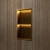 Ledimex Niche de Douche Mural Éclairage Led 33 x 63 cm - Rangement Salle de Bain en finition Or Brossé - MARSHALL