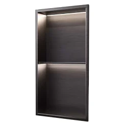 Ledimex Niche de Douche Mural Éclairage Led 33 x 63 cm - Rangement Salle de Bain en finition Noir Métal - MARSHALL