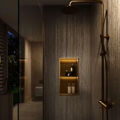 Ledimex Niche de Douche Mural Éclairage Led 33 x 63 cm - Rangement Salle de Bain en finition Noir Métal - MARSHALL
