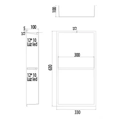 Ledimex Niche de Douche Mural Éclairage Led 33 x 63 cm - Rangement Salle de Bain en finition Noir Métal - MARSHALL
