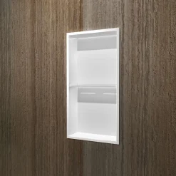 Ledimex Niche de Douche Mural Éclairage Led 33 x 63 cm - Rangement Salle de Bain en finition Blanc Satiné - MARSHALL