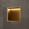 Ledimex Niche de Douche Mural Éclairage Led 33 x 33 cm - Rangement Salle de Bain en finition Or Brossé - INDIC