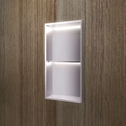 Ledimex Niche de Douche Mural Éclairage Led 33 x 63 cm - Rangement Salle de Bain en finition Niquel Brossé - MARSHALL